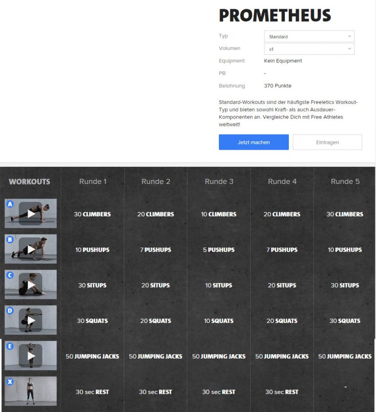 Freeletics Workout Prometheus